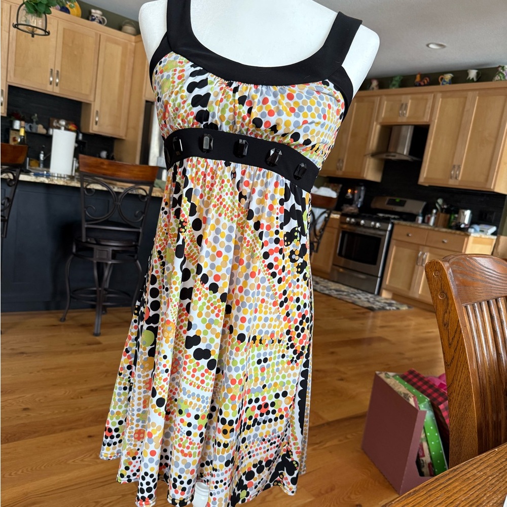 Chic Multicolor Polka Dot Midi Dress